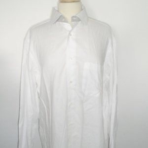 ANGELO NARDELLI  Italy white 100% cotton contrast  collar shirt L